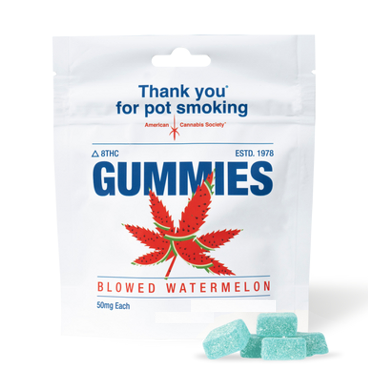 Thank You For Pot Smoking Delta-8 THC Watermelon Gummies stocked in The Gym Grill vending machine